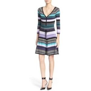 Diane Von Furstenberg Carrigan‎ Silk Blend Striped Sweater Dress Large